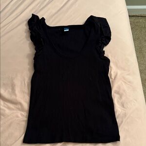 Black Ruffled Sleeve Women's Top